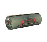 DNBCLEZK Jolie trousse à crayons ronde en cuir avec fermeture éclair lisse et tirette en métal durable, imprimé complet, pour l'école et le bureau, doré, Taille unique