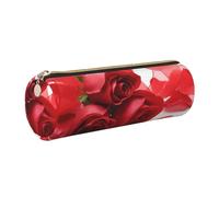 DNBCLEZK Jolie trousse à crayons ronde en cuir avec fermeture éclair lisse et tirette en métal durable, imprimé complet pour l'école et le bureau, doré, Taille unique