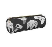 DNBCLEZK Jolie trousse à crayons ronde en cuir de qualité supérieure avec fermeture éclair lisse et tirette en métal durable, imprimé complet, organiseur de papeterie pour l'école et le bureau, doré