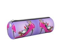 DNBCLEZK Jolie trousse à crayons ronde en cuir de qualité supérieure avec fermeture éclair lisse et tirette en métal durable, imprimé complet, organiseur de papeterie pour l'école et le bureau