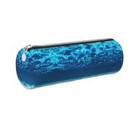 DNBCLEZK Jolie trousse à crayons ronde en cuir de qualité supérieure, fermeture éclair lisse, tirette en métal durable, organiseur de papeterie avec impression complète pour l'école et le bureau