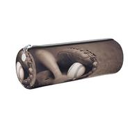 DNBCLEZK Jolie trousse à crayons ronde en cuir de qualité supérieure, fermeture éclair lisse, tirette en métal durable, organiseur de papeterie imprimé complet pour l'école et le bureau, Argenté