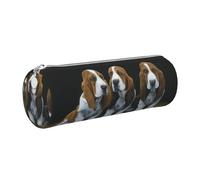 DNBCLEZK Jolie trousse à crayons ronde en cuir, fermeture éclair lisse de haute qualité, extracteur en métal durable, impression complète, organisateur de papeterie de designer pour l'école, le bureau