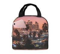 DNBCLEZK Los Angeles Palm Trees Sac à déjeuner isotherme avec couche en aluminium et tissu Oxford imperméable