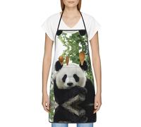 DNBCLEZK Lovely Panda Tablier professionnel unisexe anti-salissure avec poche en polyester imprimé complet pour cuisine, barbecue, café, hôtel, usage commercial