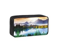 DNBCLEZK Mountain View Nature Trousse à crayons simple de grande capacité avec impression complète, tissu Oxford 600D, durable, robuste, fermeture éclair lisse, porte-stylos pour l'école, le bureau
