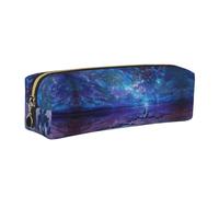 DNBCLEZK Northern Lights - Trousse à crayons mignonne en cuir de qualité supérieure, fermeture éclair lisse, tirette en métal durable, organiseur de papeterie avec impression complète pour l'école et