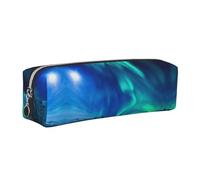 DNBCLEZK Northern Lights - Trousse à crayons mignonne en cuir de qualité supérieure, fermeture éclair lisse, tirette en métal durable, organiseur de papeterie avec impression complète pour l'école et