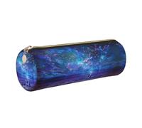 DNBCLEZK Northern Lights Trousse à crayons ronde en cuir de qualité supérieure avec fermeture éclair lisse et tirette en métal durable pour l'école et le bureau, doré, Taille unique