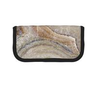 DNBCLEZK Onyx Stone Grande trousse à crayons en toile bleu pâle avec bordure noire imprimée complète, organiseur de trousse de maquillage multifonction, double fermeture éclair (19 x 9 x 5 cm)