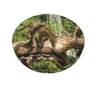 DNBCLEZK Panther On Tree Trunk Housse de coussin pour tabouret de bar rond avec impression 30,5 à 35,6 cm, velours + mousse + base en polyester antidérapante, bord élastique pour un ajustement sûr