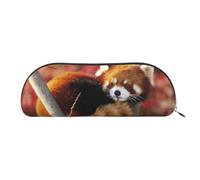 DNBCLEZK Red Panda Trousse semi-circulaire en cuir PVC de qualité supérieure avec doublure en polyester, Argenté., One Size, Organiseur de sac