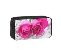DNBCLEZK Rose Trousse simple de grande capacité avec impression complète, tissu Oxford 600D, durable, robuste, fermeture éclair lisse, porte-stylos pour l'école, le bureau, les voyages