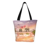 DNBCLEZK Sac fourre-tout imprimé éléphant sur un pont, sac à main de grande capacité, tissu polyester avec rembourrage en mousse, poche intérieure de sécurité