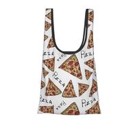 DNBCLEZK Sacs à provisions pliables et réutilisables avec motif pizza, sac d'épicerie imperméable avec pochette de transport, peut contenir plus de 25 kg, sac de courses compact et respectueux de