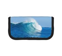 DNBCLEZK Sea Grande trousse à crayons en toile avec bordure noire imprimée complète, organiseur de trousse de maquillage multifonction, double fermeture éclair (19 x 9 x 5 cm)