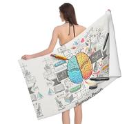DNBCLEZK Serviette de bain absorbante en microfibre pour le cerveau humain, super douce, à séchage rapide, avec impression vive, légère, compacte pour voyage, natation, gym, pique-nique, camping