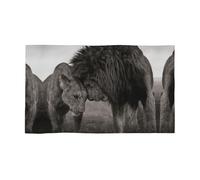 DNBCLEZK Serviette lion et lionne en polycoton de 69,5 x 40,6 cm, impression sur un seul côté, fibre ultra fine sur le devant et boucle en coton, séchage rapide, absorbante