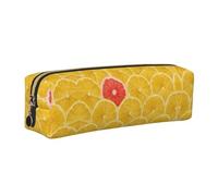 DNBCLEZK Summer Lemon Trousse à crayons mignonne en cuir de qualité supérieure avec fermeture éclair lisse et tirette en métal durable, organiseur de papeterie imprimé complet pour l'école et le
