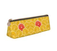 DNBCLEZK Summer Lemon Trousse à crayons triangulaire en cuir de qualité supérieure avec fermeture éclair lisse et tirette en métal durable, organiseur de papeterie imprimé complet pour l'école et le