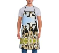 DNBCLEZK Tablier en polyester imperméable avec imprimé vache mignonne pour cuisine, restaurant, hôtel, barbecue, travaux manuels - Résistant aux taches et aux plis