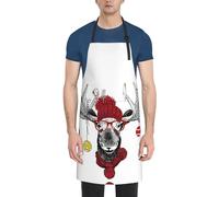 DNBCLEZK Tablier imperméable avec poches pour adulte - Motif cerf de Noël amusant - Impression sur un seul côté - Liens réglables au niveau du cou et de la taille - Tissu polyester durable pour la