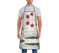 DNBCLEZK Tablier professionnel en polyester imperméable avec motif sapin de Noël et cloches pour cuisine, restaurant, hôtel, barbecue, travaux manuels - Résistant aux taches et aux plis