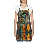 DNBCLEZK Tablier professionnel unisexe anti-salissure avec poche en polyester imprimé complet pour cuisine, barbecue, café, hôtel, usage commercial