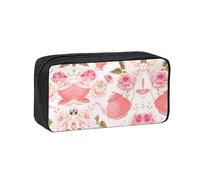 DNBCLEZK Tasses à thé avec roses romantiques shabby simple grande capacité avec impression complète, tissu Oxford 600D, durable, robuste, fermeture éclair lisse, porte-stylo pour l'école, le bureau