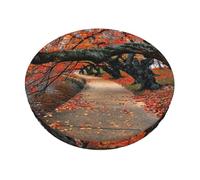 DNBCLEZK Tree In The Fall Housse de coussin ronde pour tabouret de bar avec imprimé 30,5 à 35,6 cm, velours + mousse + base en polyester antidérapante, bord élastique pour un ajustement sûr, lavable