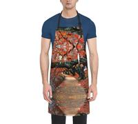 DNBCLEZK Tree In The Fall Tablier imperméable pour adulte avec poches, imprimé sur un seul côté, attaches réglables au niveau du cou et de la taille, tissu polyester durable pour la cuisine