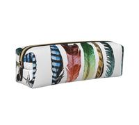 DNBCLEZK Trousse à crayons colorée dessinée à la main sur cuir blanc, fermeture éclair lisse de qualité supérieure, tirette en métal durable, organiseur de papeterie avec impression complète pour