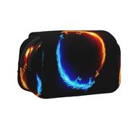 DNBCLEZK Trousse à crayons double couche à rabat avec motif dragons du feu et de glace, grande capacité pour 50 stylos, support de papeterie en polyester durable pour l'école, les voyages artistiques