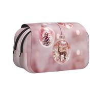 DNBCLEZK Trousse à crayons double couche avec fermeture éclair et rabat adhésif Motif boule de Noël