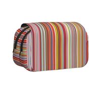 DNBCLEZK Trousse à crayons double couche avec fermeture éclair et rabat adhésif Motif rayures colorées
