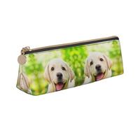 DNBCLEZK Trousse à crayons drôle en cuir avec motif chiot labrador pour filles et garçons, sac de rangement personnalisé pour papeterie, blanc, Taille unique, Organiseur de sac