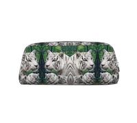 DNBCLEZK Trousse à crayons en cuir avec imprimé tigre pour filles et garçons, trousse de rangement personnalisée, Argenté., Taille unique, Organiseur de sac