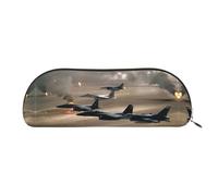 DNBCLEZK Trousse à crayons en cuir avec motif avion de guerre pour filles et garçons, jolie trousse à crayons personnalisée, doré, Taille unique, Organiseur de sac