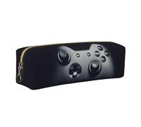 DNBCLEZK Trousse à crayons en cuir avec motif de manette de jeu, fermeture éclair lisse de qualité supérieure, tirette en métal durable, organiseur de papeterie imprimé complet pour l'école et le