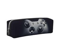 DNBCLEZK Trousse à crayons en cuir avec motif de manette de jeu, fermeture éclair lisse de qualité supérieure, tirette en métal durable, organiseur de papeterie imprimé complet pour l'école et le