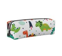DNBCLEZK Trousse à crayons en cuir avec motif dinosaure coloré - Fermeture éclair lisse - Tirette en métal durable - Organiseur de papeterie pour l'école et le bureau, Argenté., Taille unique