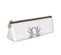 DNBCLEZK Trousse à crayons en cuir avec motif fleur de lavande pour filles et garçons, sac de rangement personnalisé, blanc, Taille unique, Organiseur de sac