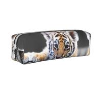 DNBCLEZK Trousse à crayons en cuir avec motif mignon de tigre pour filles et garçons, blanc, Taille unique, Organiseur de sac