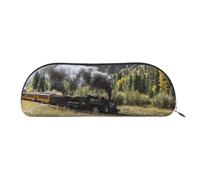 DNBCLEZK Trousse à crayons en cuir avec motif train de locomotive à vapeur pour filles et garçons, jolie trousse à crayons personnalisée, Argenté., Taille unique, Organiseur de sac