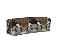 DNBCLEZK Trousse à crayons en cuir de qualité supérieure avec fermeture éclair lisse et tirette en métal durable, motif pingouin africain, organiseur de papeterie pour l'école et le bureau, doré