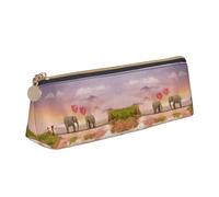 DNBCLEZK Trousse à crayons en cuir imprimé éléphant sur un pont pour filles et garçons, joli sac de rangement personnalisé, blanc, Taille unique, Organiseur de sac