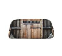 DNBCLEZK Trousse à crayons en cuir personnalisable avec porte en bois rustique avec fermeture éclair, motif imprimé complet pour l'école et le bureau (motif personnalisé), doré, Taille unique