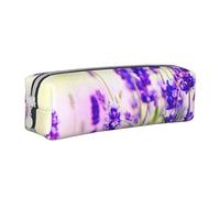 DNBCLEZK Trousse à crayons en cuir personnalisée avec motif fleur de lavande pour filles et garçons, blanc, Taille unique, Organiseur de sac