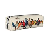 DNBCLEZK Trousse à crayons en cuir personnalisée avec motif oiseau coloré pour filles et garçons, trousse de rangement pour papeterie, blanc, Taille unique, Organiseur de sac
