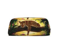DNBCLEZK Trousse à crayons en cuir pour filles et garçons, motif imprimé tigre mignon, doré, Taille unique, Organiseur de sac
